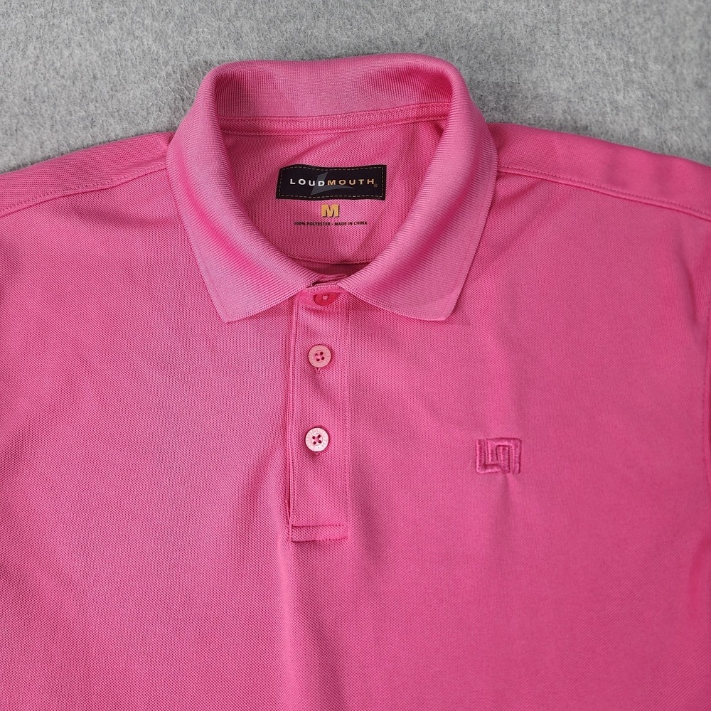 Loudmouth Golf‎ Polo Shirt Mens Medium Pink Short Sleeve Preppy Athleticwear